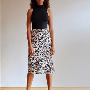 Aritzia Babaton Leopard Print Slip Midi Skirt